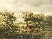 Gerard Bilders Cows at a pond oil on canvas